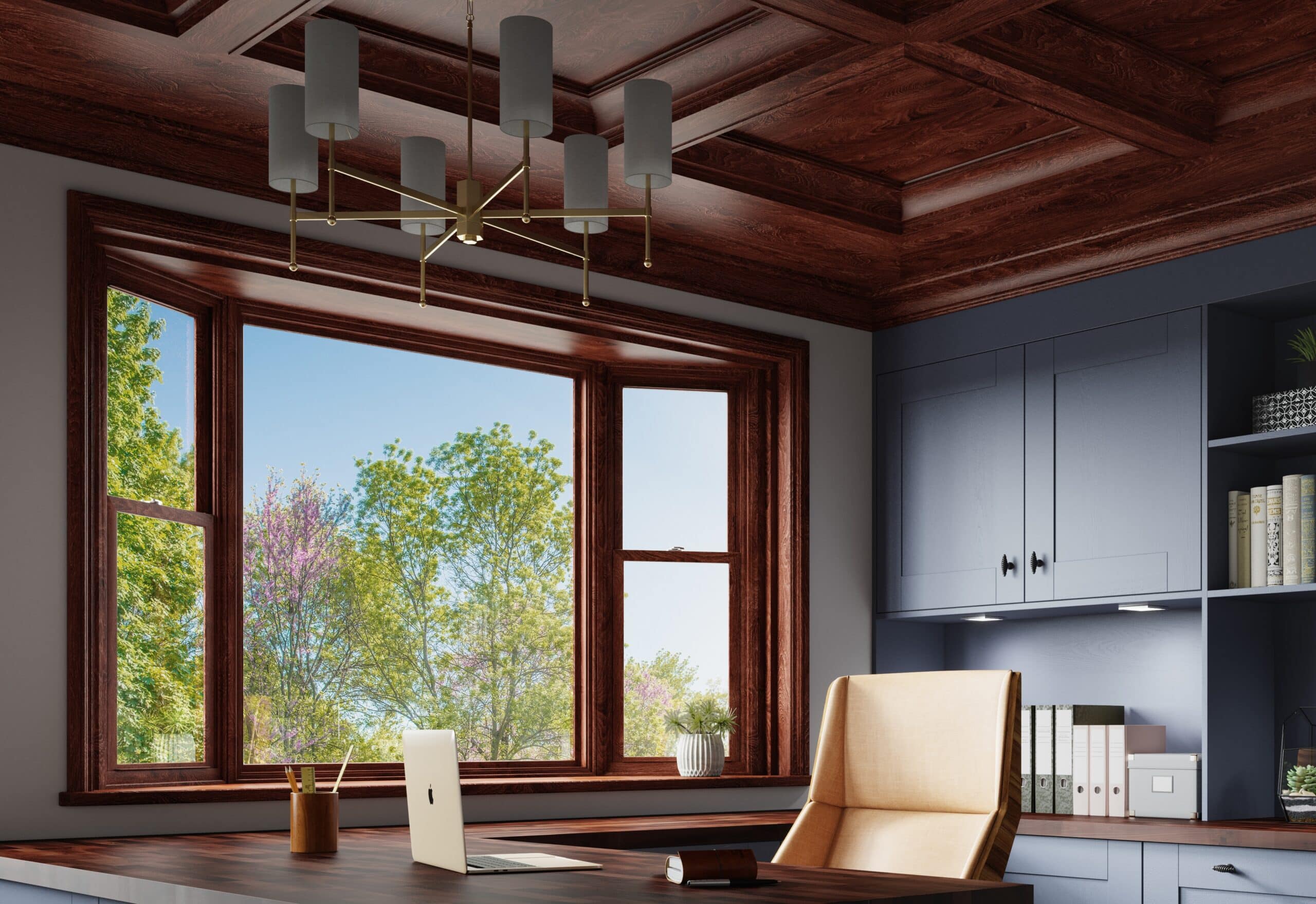 Tight shot of a bay window from Window World